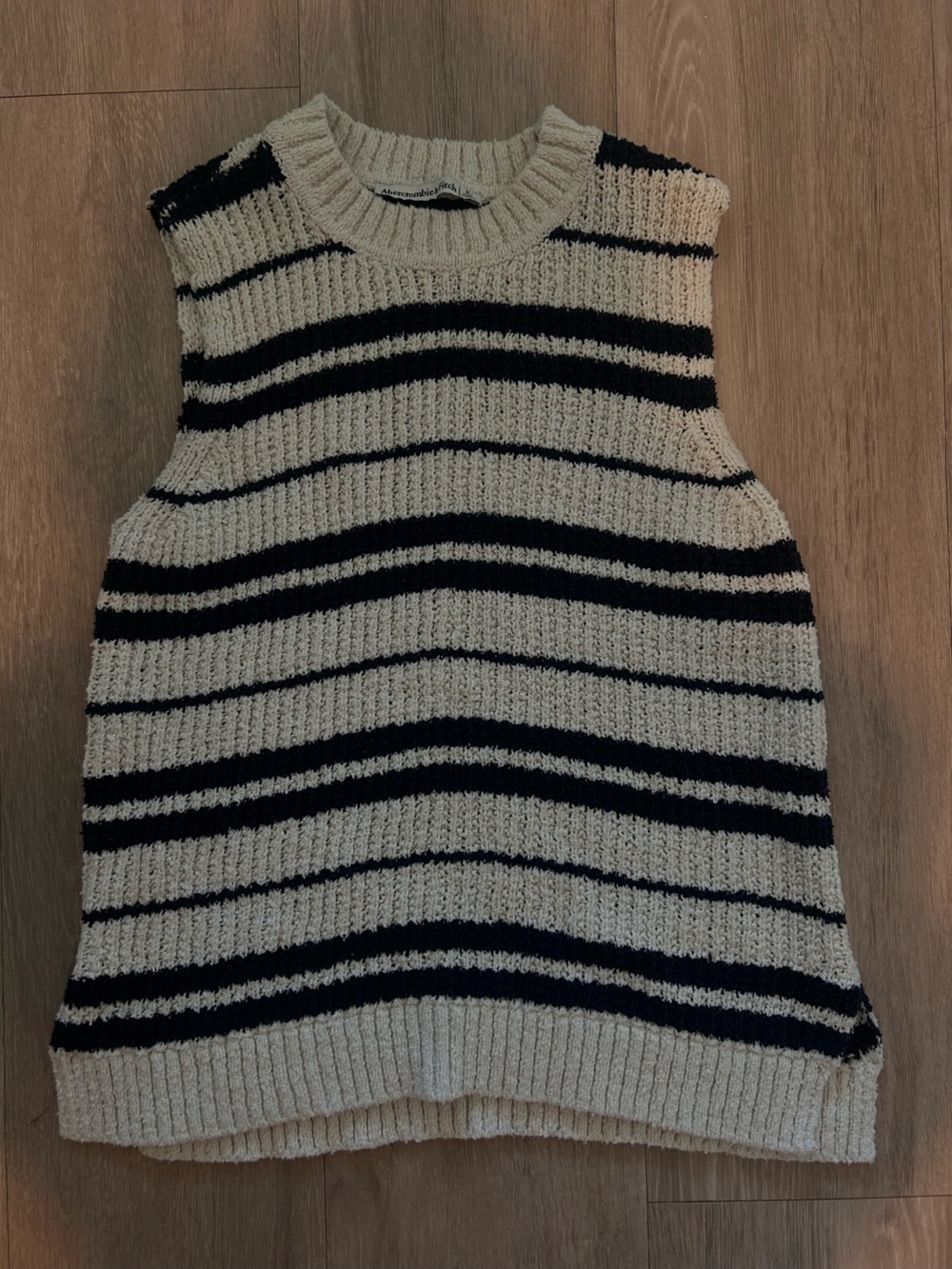 Abercrombie & Fitch Cream and Black Striped Knit Tank